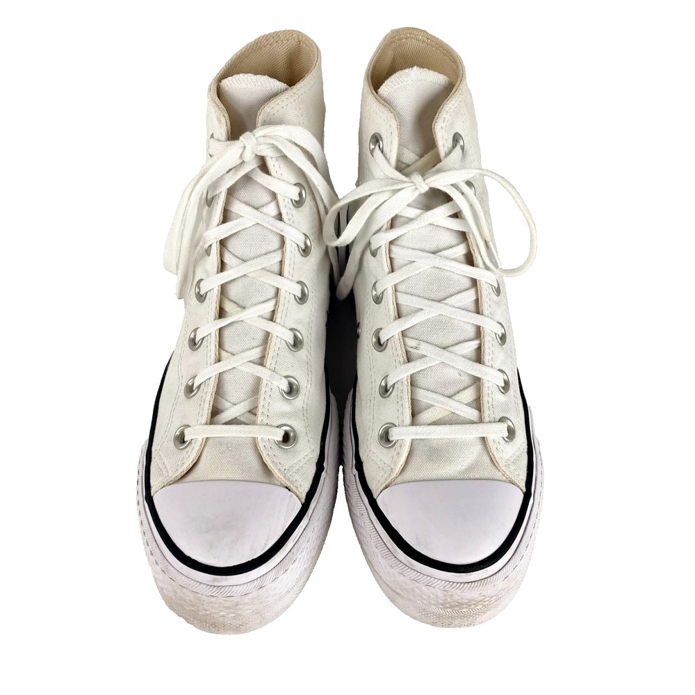 Converse Chuck Taylor All Star Egret Hi Top Womens 8 Cream 1" Platform Worn Once